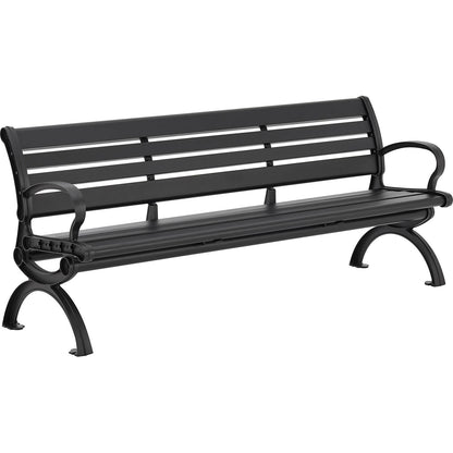 Global Industrial 6' Aluminum Park Bench w/ Backrest, Black (WB436978BK)