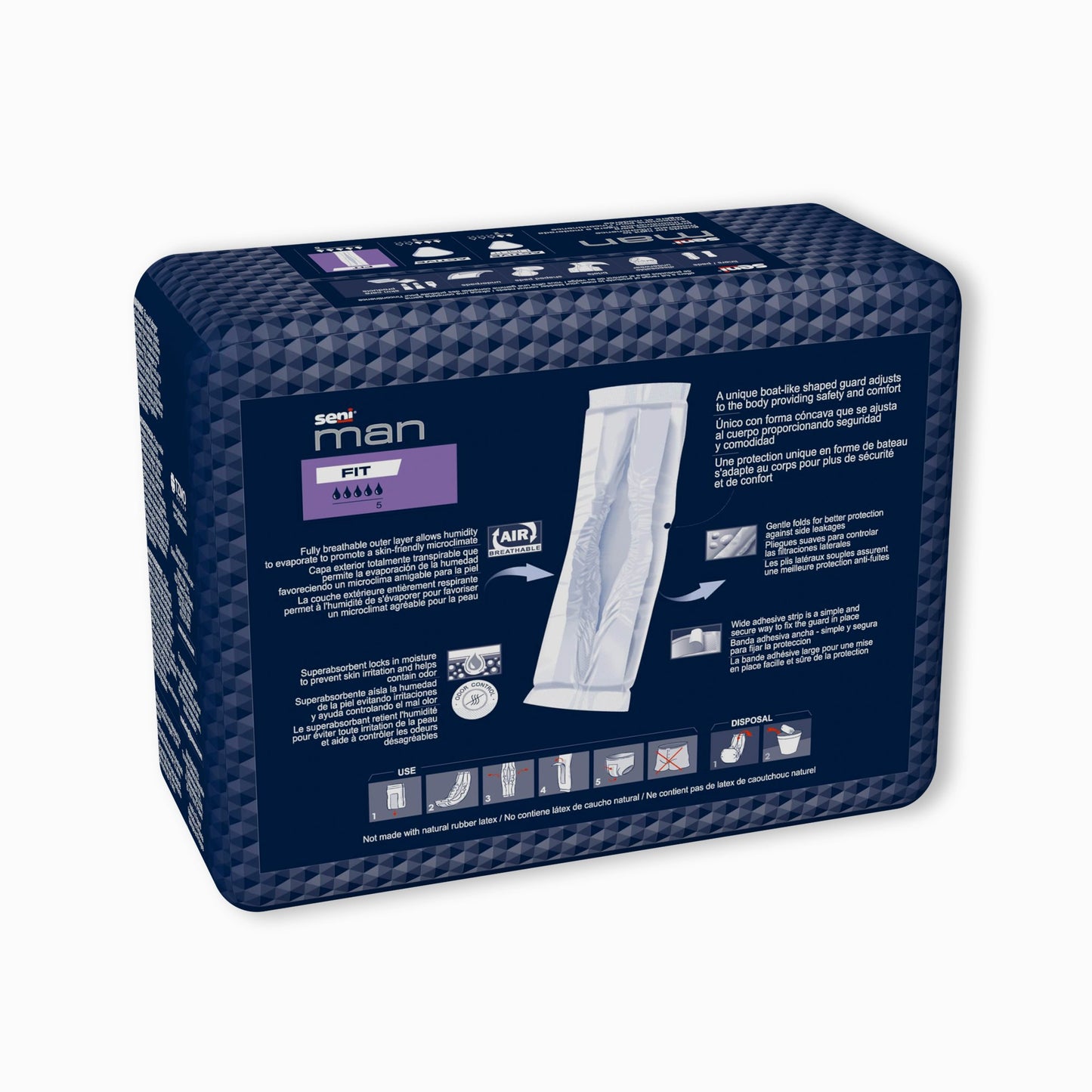 Seni® Man Fit Bladder Control Pad 3-1/2 X 15-7/10 Inch Moderate Absorbency Super Absorbent Core One Size Fits Most (1231331_CS)