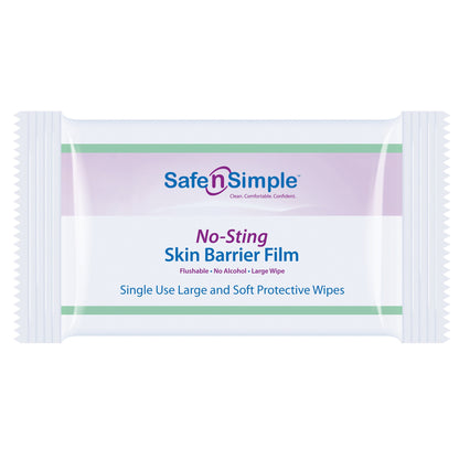 Safe N Simple™ No-Sting Skin Barrier Wipe 60% / 20% Strength Purified Water / Polyvinylpyrrolidone / Glycerin / Propylene Glycol Individual Packet Large NonSterile (1074722_CS)