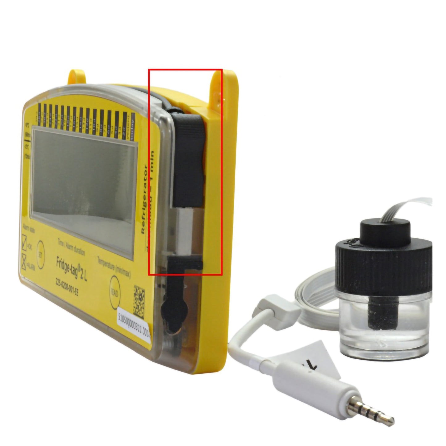 Fridge-tag® 2L Refrigerator Vaccine Data Logger with Alarm Fahrenheit / Celsius -22° to +131°F (-30° to +55°C) Glycol Bottle Probe Battery Operated (1010604_EA)