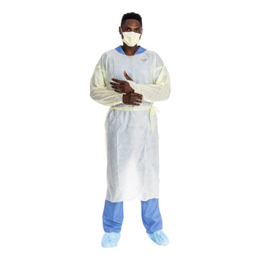 Halyard Basics Protective Procedure Gown Large Yellow NonSterile AAMI Level 2 Disposable (1204460_CS)