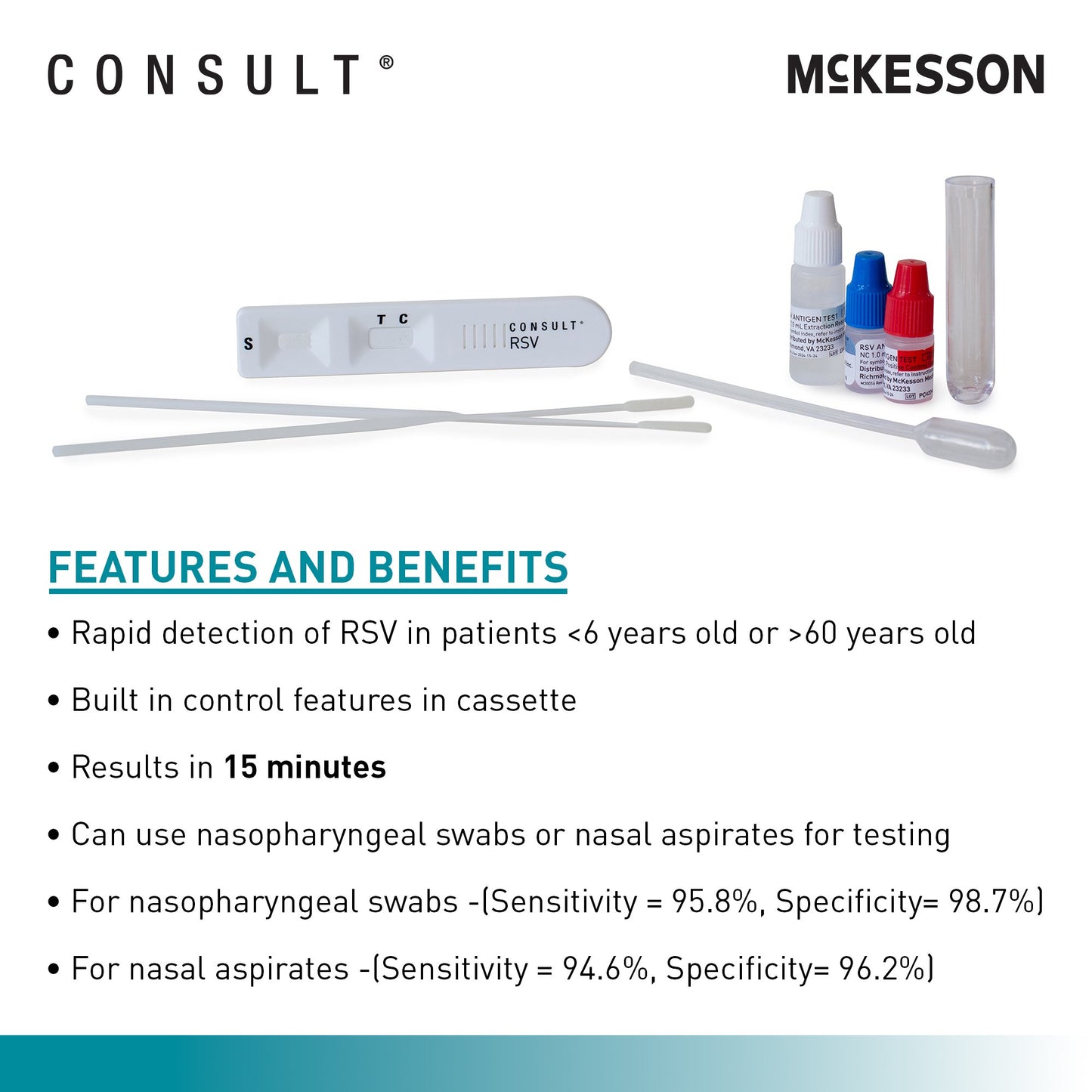 McKesson Consult™ Respiratory Test Kit RSV 20 Tests CLIA Waived (1254619_KT)