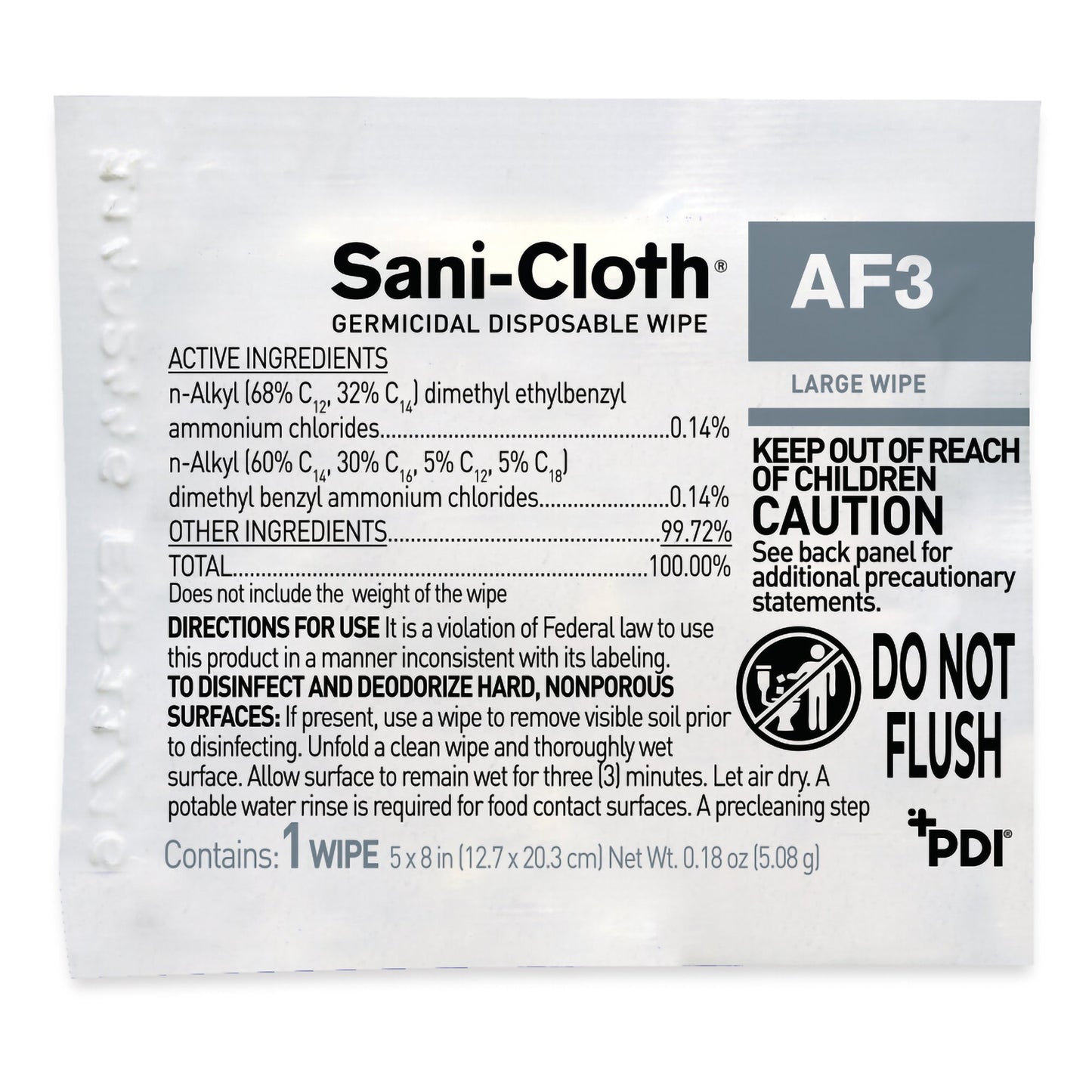 Sani-Cloth® AF3 Surface Disinfectant Cleaner Premoistened Germicidal Manual Pull Wipe 50 Count Individual Packet Unscented NonSterile (824245_CS)