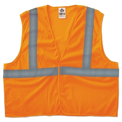 Ergodyne GloWear® Safety Vest, 8205HL, Mesh, Class 2, Type R, 2 in Reflective Tape, Hook and Loop, Small/Medium, Orange (150-20963)