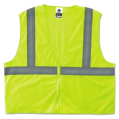 Ergodyne GloWear® Safety Vest, 8205Z, Mesh, Class 2, Type R, 2 in Reflective Tape, Zipper, Large/X-Large, Lime (150-20995)