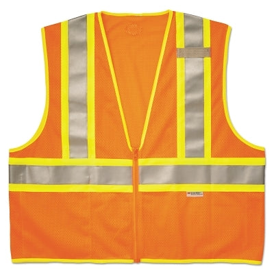 Ergodyne GloWear® Safety Vest, 8230Z, Two-Tone, Class 2, Type R, 1 Pocket, Reflective Strip, Zipper, 4X-Large/5X-Large, Orange (150-21319)