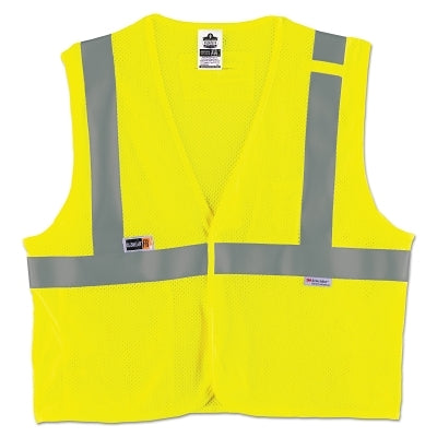 Ergodyne GloWear® Safety Vest, 8260FRHL, Fire Resist, Mesh Modacrylic, Class 2, Type R, 2 Pockets, Reflective Tape, 4X-L/5X-L, Lime (150-21499)