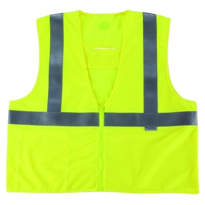 Ergodyne GloWear® Safety Vest, 8260FRHL, Fire Resist, Mesh Modacrylic, Class 2, Type R, 2 Pockets, Reflective Tape, Large/XLarge, Lime (150-21495)