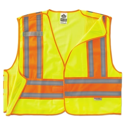 Ergodyne GloWear® Safety Vest, 8245PSV, Public Safety, Class 2, Type P, 1 Pocket, Refl. Tape, Breakaway Hook and Loop, 2X-L/3X-L, Lime (150-23397)