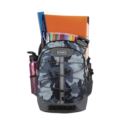 FUEL Terra Sport Bungee Backpack, 15.5", 12.5 x 7.75 x 18, Midnight Camo (FUE117870STMNC)