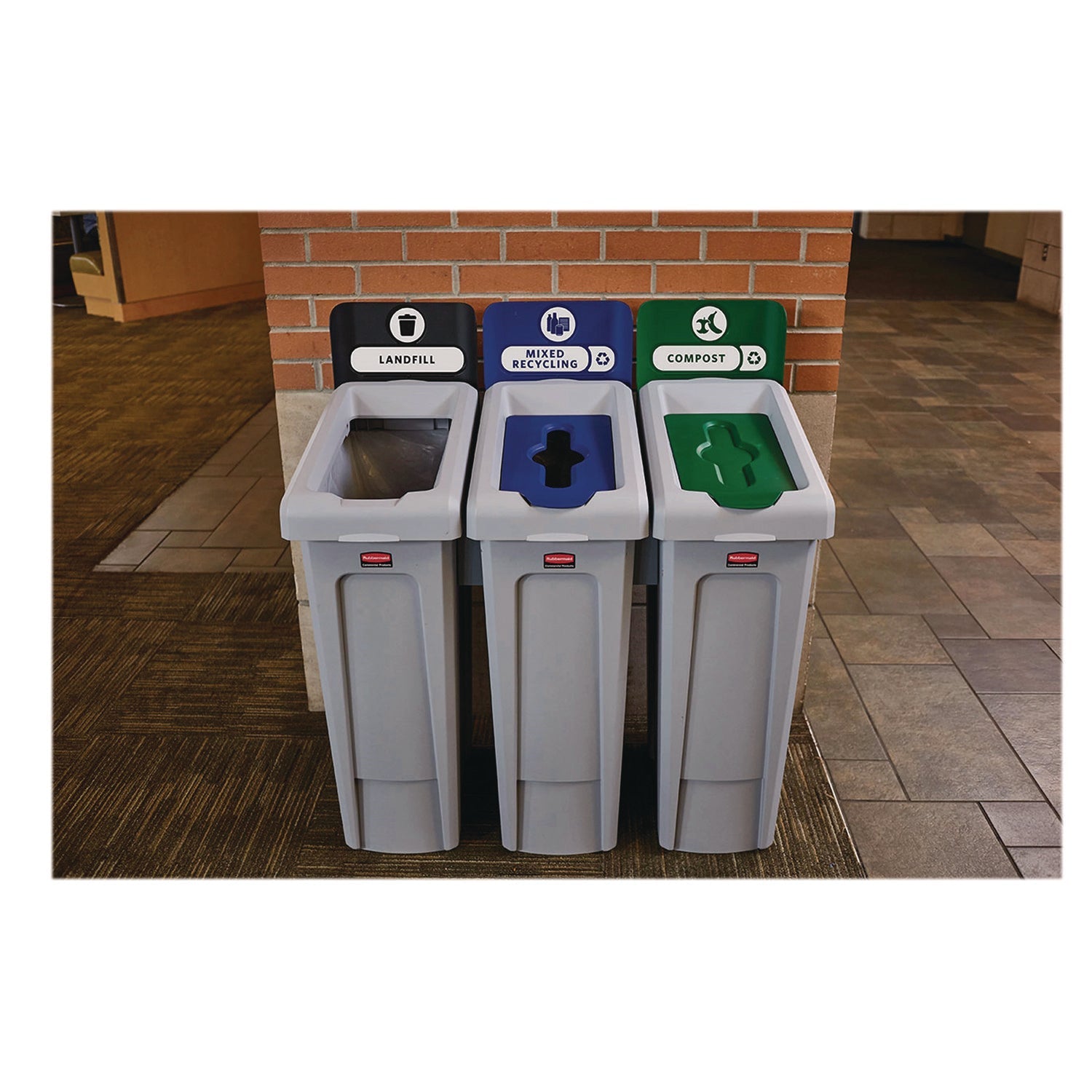 rubbermaid-commercial-slim-jim-recycling-station-kit-1-stream-compost-23-gal-plastic-green-gray-rcp2185051_4