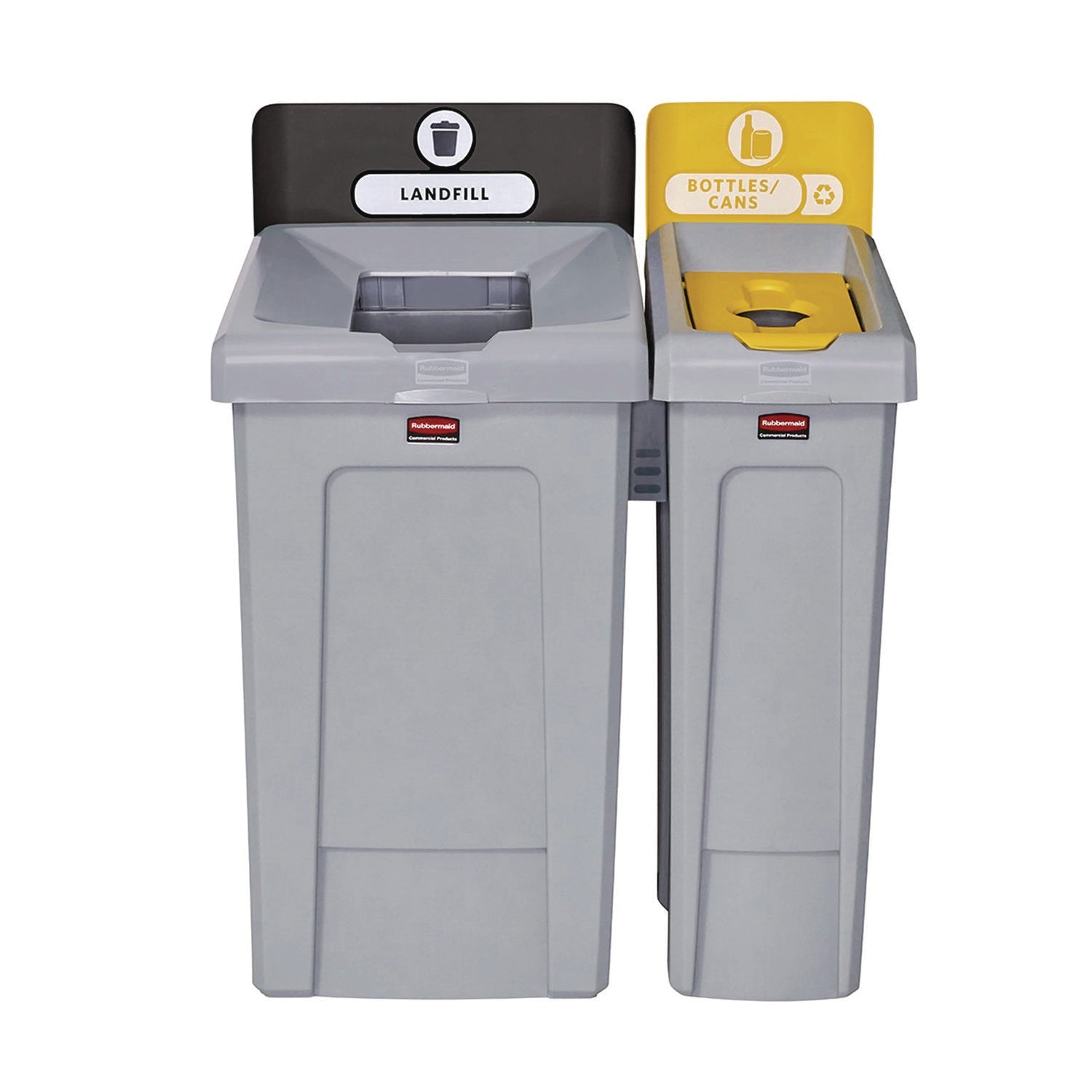 rubbermaid-commercial-slim-jim-recycling-station-kit-1-stream-bottles-and-cans-23-gal-plastic-yellow-gray-rcp2185052_4