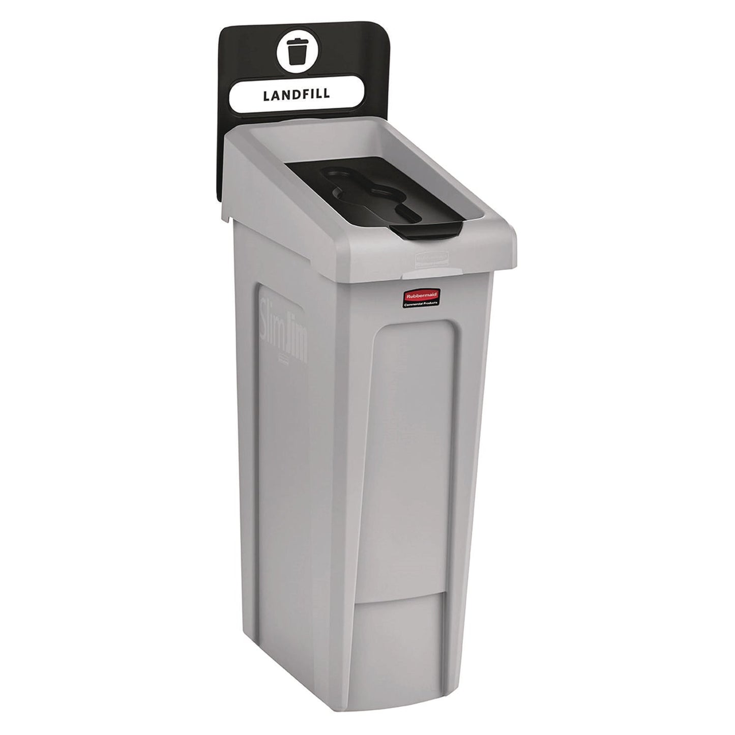 rubbermaid-r-commercial-slim-jim-recycling-station-kit-1-stream-landfill-23-gal-plastic-gray-black-rcp2185053_2