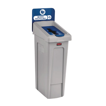 rubbermaid-commercial-slim-jim-recycling-station-kit-1-stream-mixed-recycling-23-gal-plastic-gray-blue-rcp2185055_2