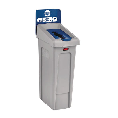 rubbermaid-commercial-slim-jim-recycling-station-kit-1-stream-mixed-recycling-23-gal-plastic-gray-blue-rcp2185055_2