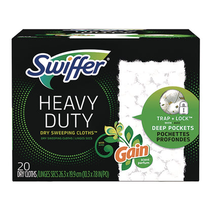 Swiffer® Heavy-Duty Dry Refill Cloths, 7.8 x 10.3, Gain Original Scent, White, 20 Cloths/Box (PGC94136)