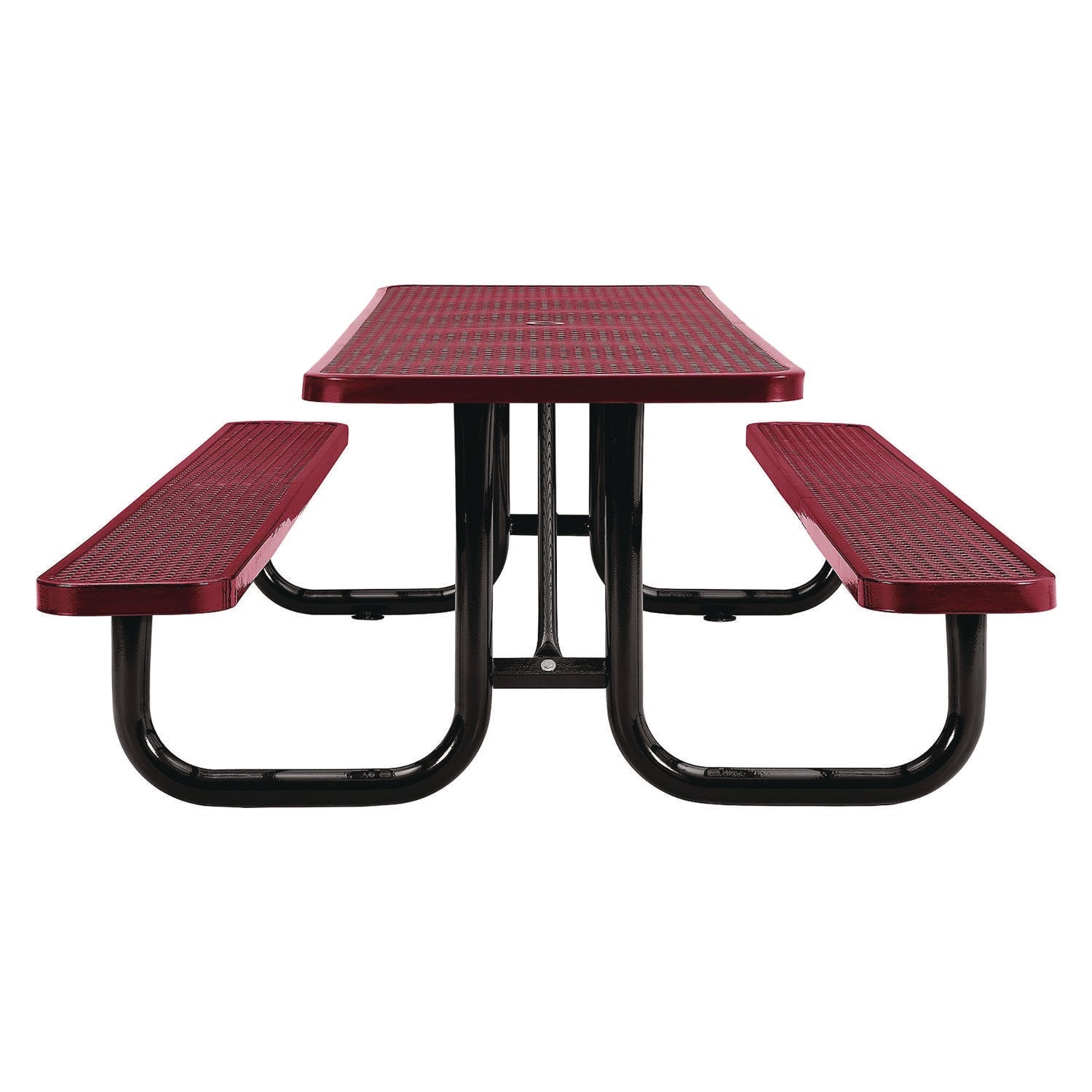 global-industrial-expanded-steel-picnic-table-rectangular-96-x-62-x-29-5-red-top-red-base-legs-gbe277153rd_3