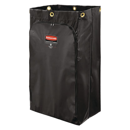 Rubbermaid® Commercial Zippered Vinyl Cleaning Cart Bag for Rubbermaid Commercial FG6173-88, 24 gal, 6.5" x 9.13" x 17.25", Black, 4/Carton (RCP1966720)