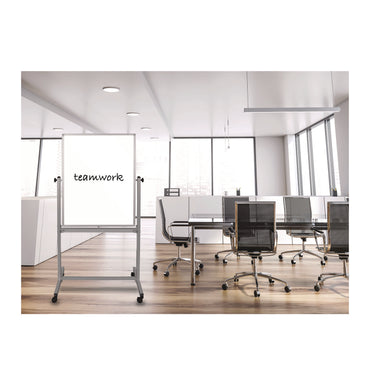 Luxor Mobile Magnetic Whiteboard, 24" x 36", White Surface, Satin Aluminum Frame (LXCL270)