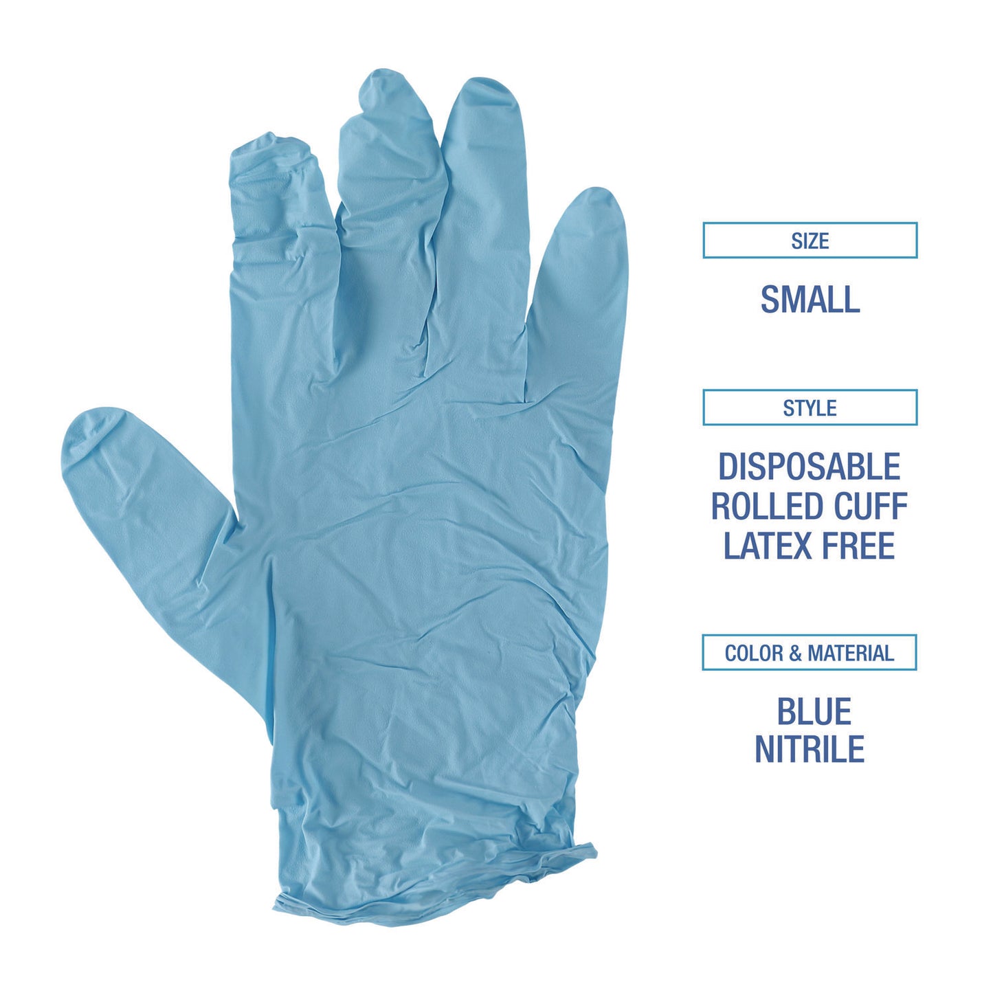 Boardwalk® Disposable Examination Nitrile Gloves, Powder-Free, X-Small, 5 mil Thick, 9.5" Long, Blue, 100/Box (BWK382XSBXA)