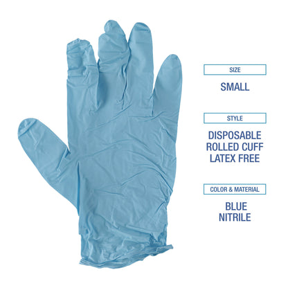 Boardwalk® Disposable Examination Nitrile Gloves, Powder-Free, X-Small, 5 mil Thick, 9.5" Long, Blue, 100/Box (BWK382XSBXA)