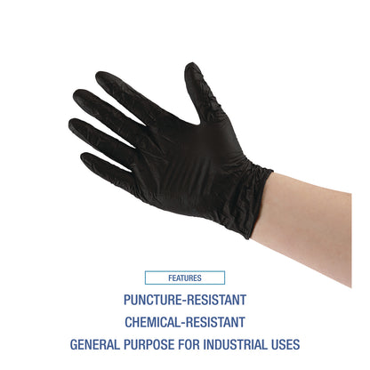 Boardwalk® 396 Series Disposable General-Purpose Nitrile Gloves, Powder-Free, XX-Large, 4.4 mil Thick, 9.5" Long, Black, 100/Box (BWK396XXLBXA)