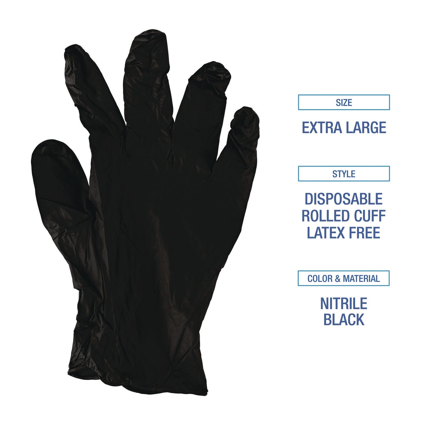 Boardwalk® 396 Series Disposable General-Purpose Nitrile Gloves, Powder-Free, XX-Large, 4.4 mil Thick, 9.5" Long, Black,100/Box,10 BX/CT (BWK396XXLCTA)
