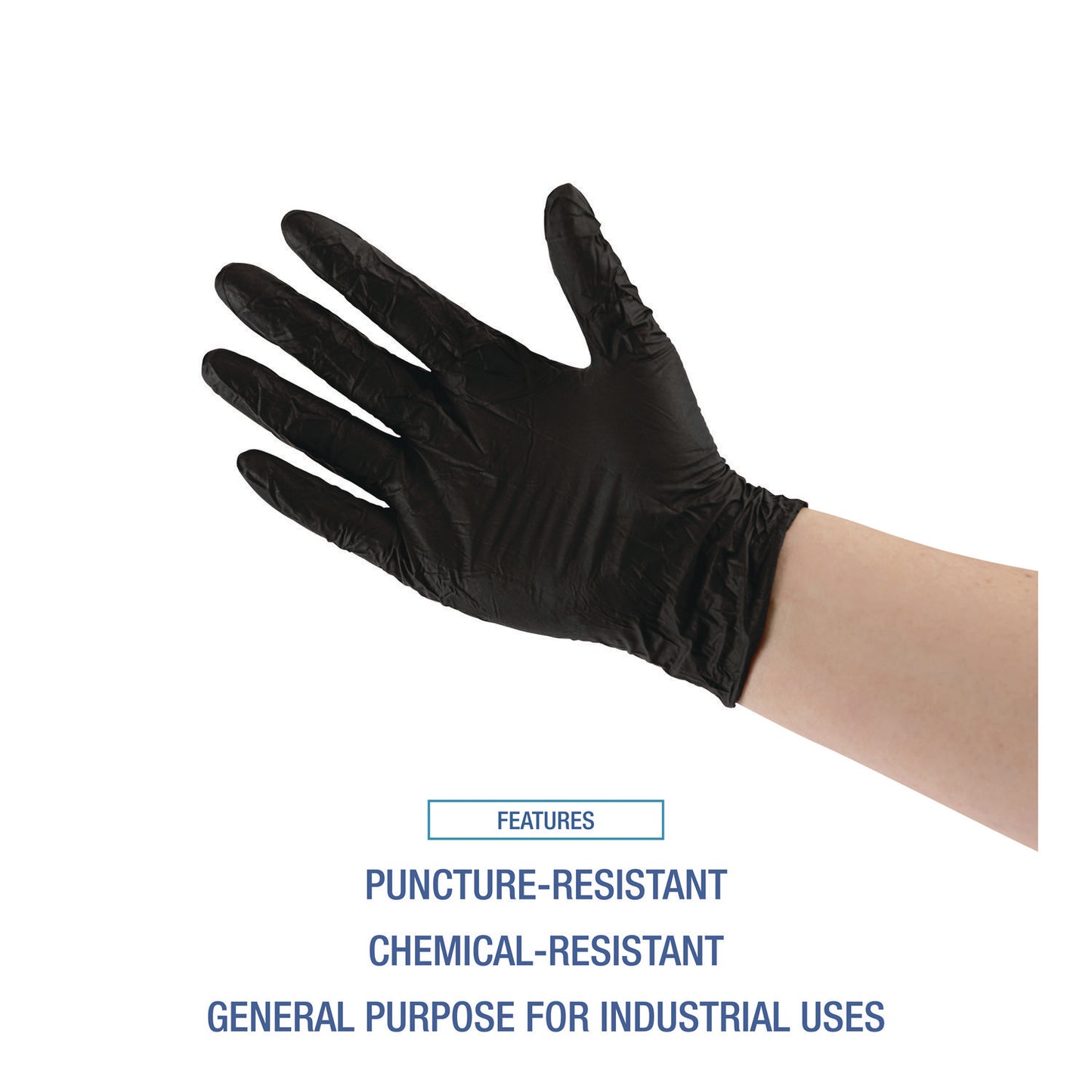 Boardwalk® 396 Series Disposable General-Purpose Nitrile Gloves, Powder-Free, XX-Large, 4.4 mil Thick, 9.5" Long, Black,100/Box,10 BX/CT (BWK396XXLCTA)