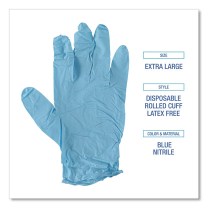 Boardwalk® Disposable Examination Nitrile Gloves, Powder-Free, XX-Large, 5 mil Thick, 9.5" Long, Blue, 100/Box (BWK382XXLBXA)