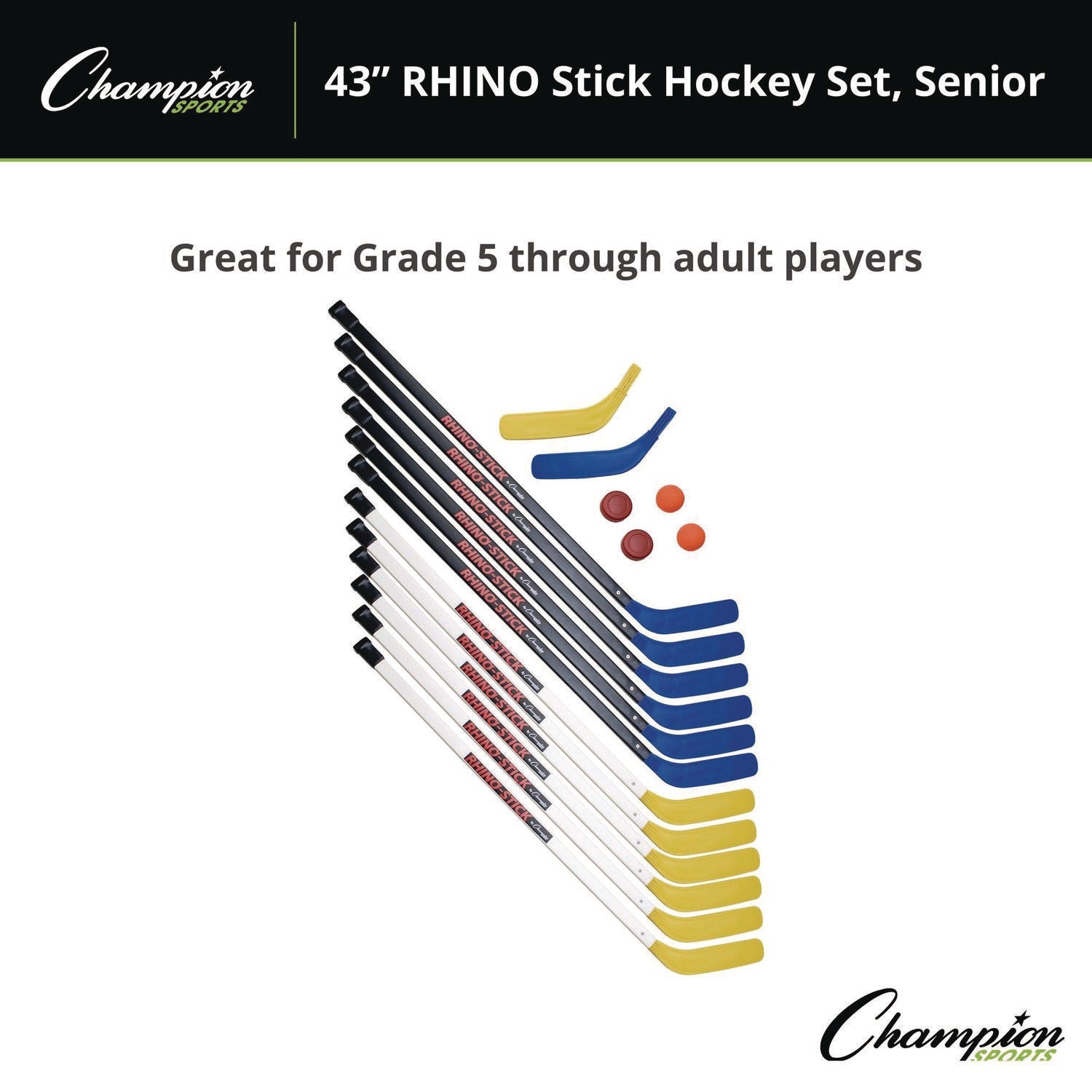 champion-sports-43-rhino-stick-hockey-set-12-sticks-2-pucks-2-balls-2-extra-blades-csihs43set_3