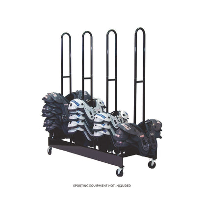 Champion Sports Mobile Four-Stack Shoulder Pad Rack, Metal, 176 lb Capacity, 24" x 59" x 68", Black (CSIFBSPR4)