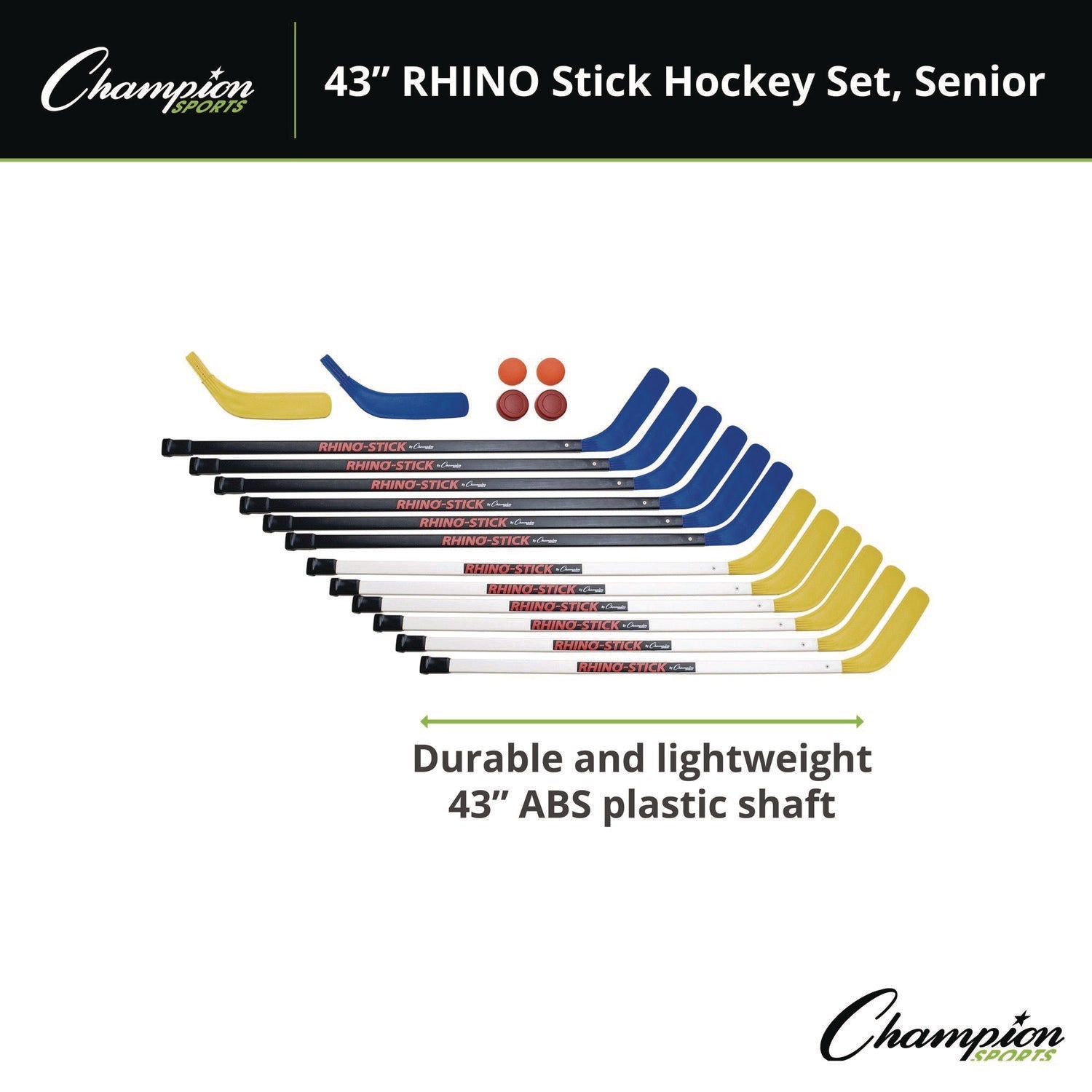 champion-sports-43-rhino-stick-hockey-set-12-sticks-2-pucks-2-balls-2-extra-blades-csihs43set_4