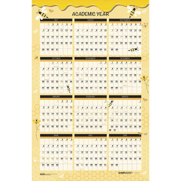house-of-doolittle-100-recycled-academic-honeycomb-laminated-wall-calendar-24-x-37-tan-yellow-sheets-12-month-july-june-2024-to-2025-hod39855_2