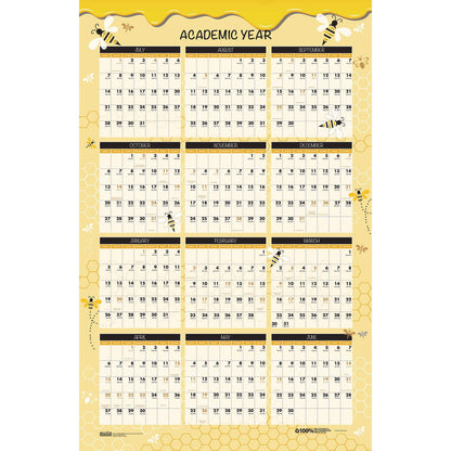 house-of-doolittle-100-recycled-academic-honeycomb-laminated-wall-calendar-24-x-37-tan-yellow-sheets-12-month-july-june-2024-to-2025-hod39855_2