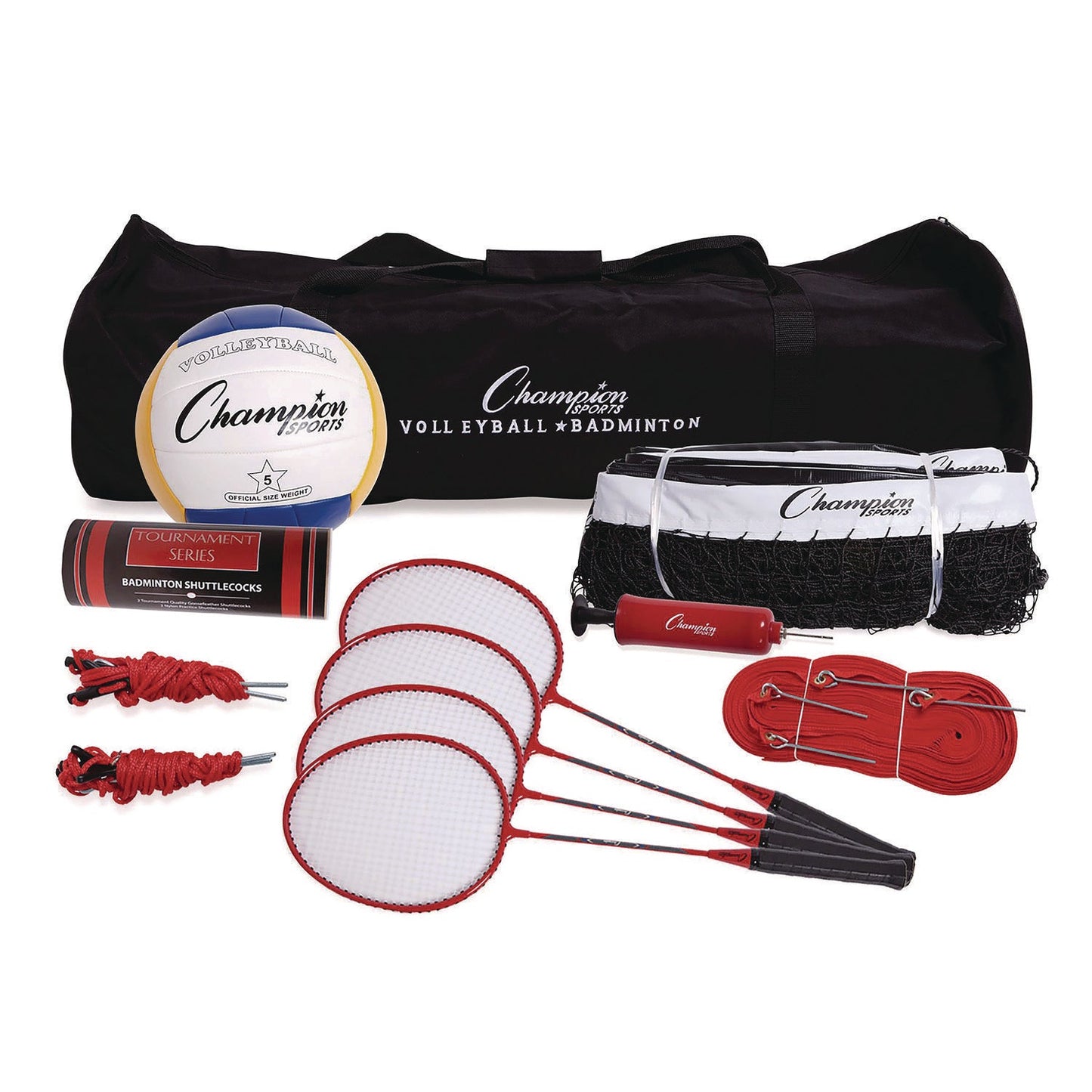 champion-sports-deluxe-volleyball-badminton-tournament-set-4-rackets-2-shuttlecocks-2-birdies-net-pump-volleyball-csicg202_1