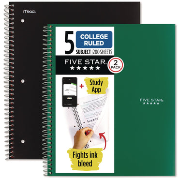 five-star-wirebound-notebook-5-subject-medium-college-rule-assorted-cover-colors-200-11-x-8-5-sheets-2-pack-mea820190_2