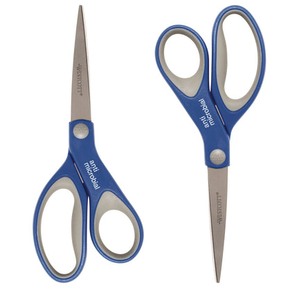 westcott-scissors-with-antimicrobial-protection-8-long-3-25-cut-length-straight-blue-gray-handle-2-pack-acm17836_2
