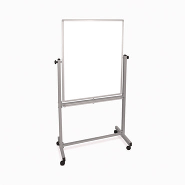 Luxor Mobile Magnetic Whiteboard, 36" x 68", White Surface, Satin Aluminum Frame (LXCMB3040WW)