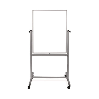 Luxor Mobile Magnetic Whiteboard, 36" x 68", White Surface, Satin Aluminum Frame (LXCMB3040WW)
