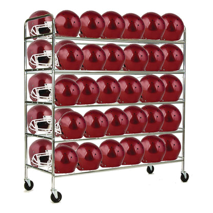 champion-sports-60-helmet-football-cart-five-shelves-metal-176-lb-capacity-24-x-61-x-65-chrome-csifbhc_7