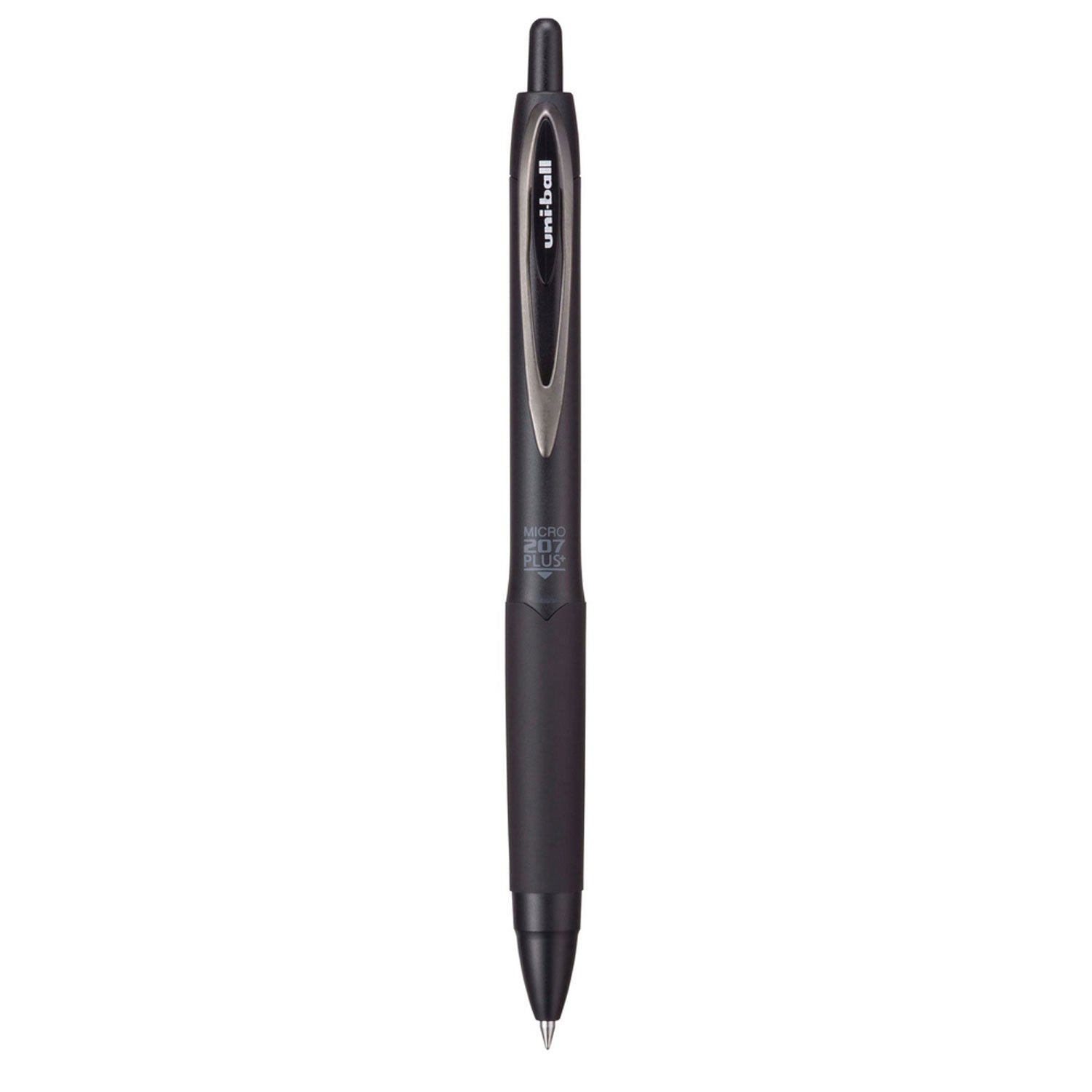 uniball-207-plus-gel-pen-retractable-micro-0-5-mm-black-ink-black-barrel-dozen-ubc70606_2