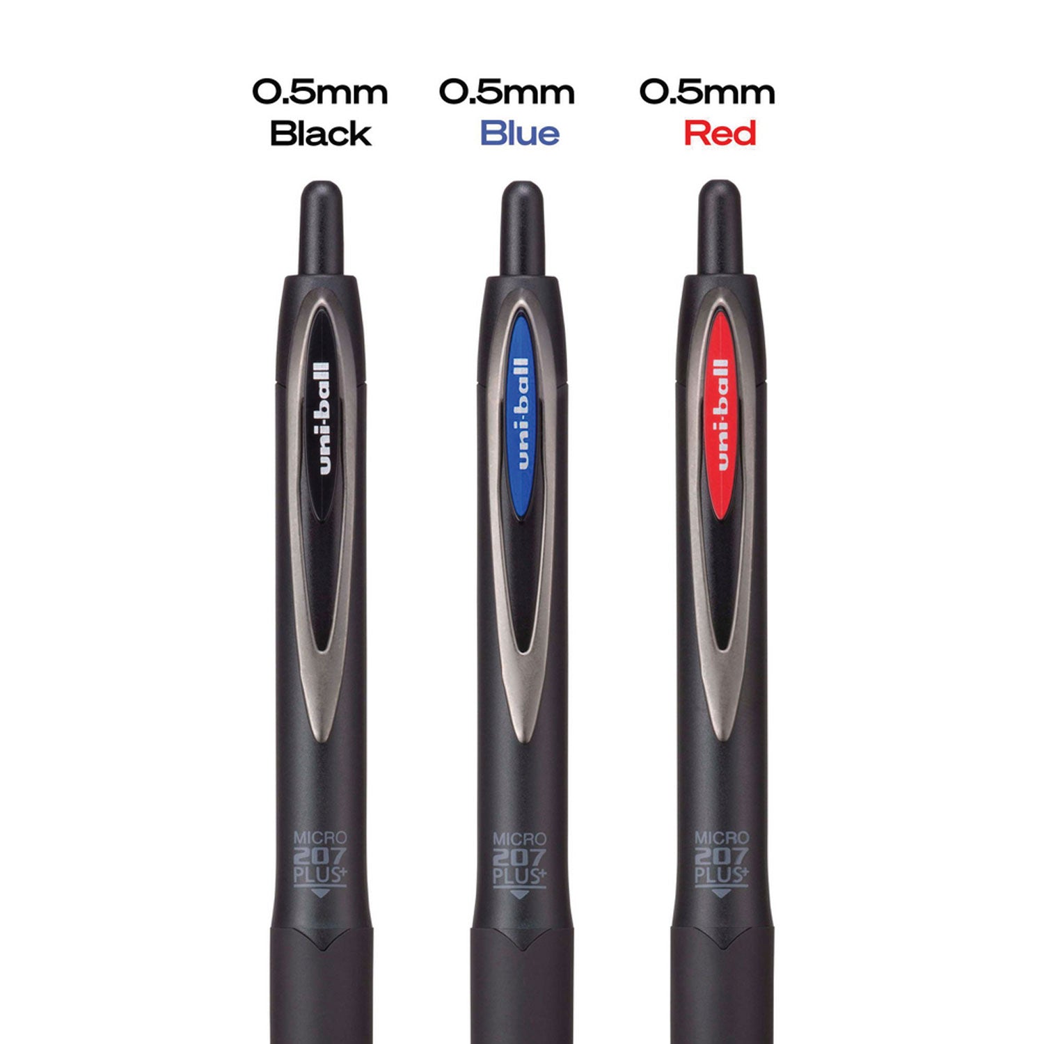 uniball-207-plus-gel-pen-retractable-micro-0-5-mm-black-ink-black-barrel-dozen-ubc70606_8