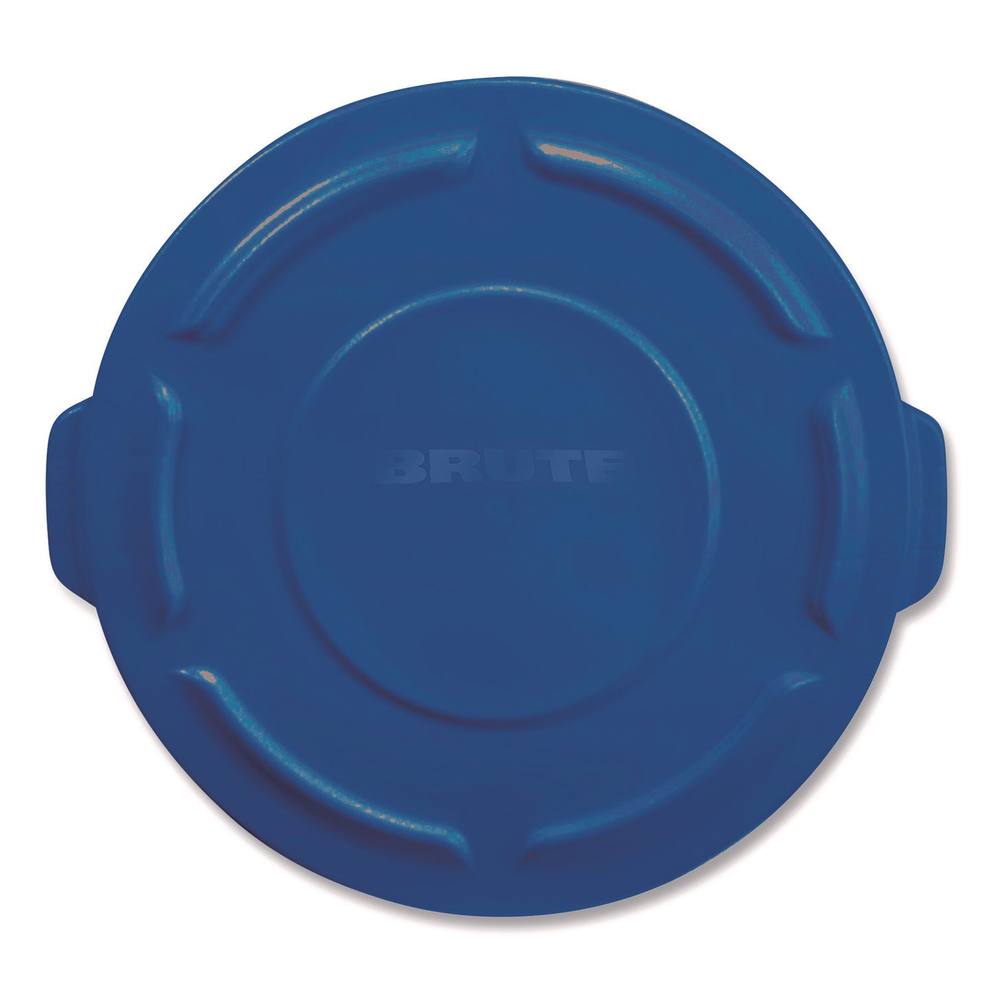 Rubbermaid® Commercial BRUTE Self-Draining Flat Top Lid for 55 gal Round Brute Containers, 26.75" Diameter, Blue, 3/Carton (RCP1779733CT)