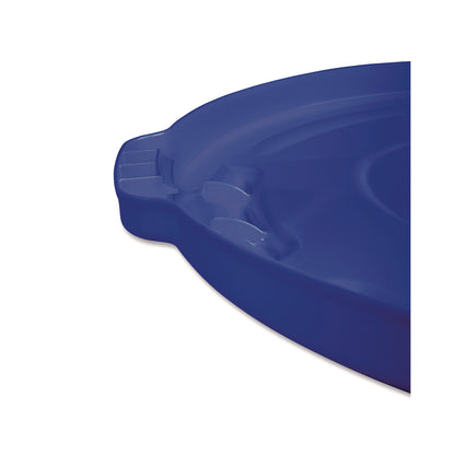 Rubbermaid® Commercial BRUTE Self-Draining Flat Top Lid for 55 gal Round Brute Containers, 26.75" Diameter, Blue, 3/Carton (RCP1779733CT)
