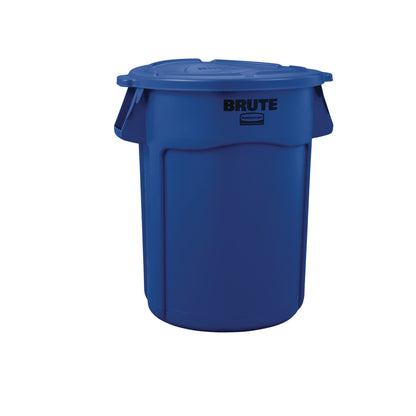 Rubbermaid® Commercial BRUTE Self-Draining Flat Top Lid for 55 gal Round Brute Containers, 26.75" Diameter, Blue, 3/Carton (RCP1779733CT)