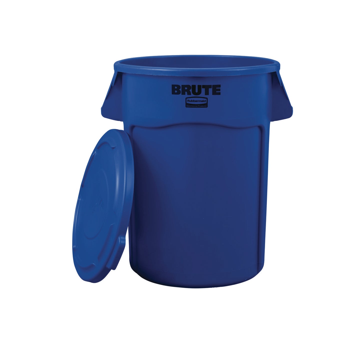 Rubbermaid® Commercial BRUTE Self-Draining Flat Top Lid for 55 gal Round Brute Containers, 26.75" Diameter, Blue, 3/Carton (RCP1779733CT)