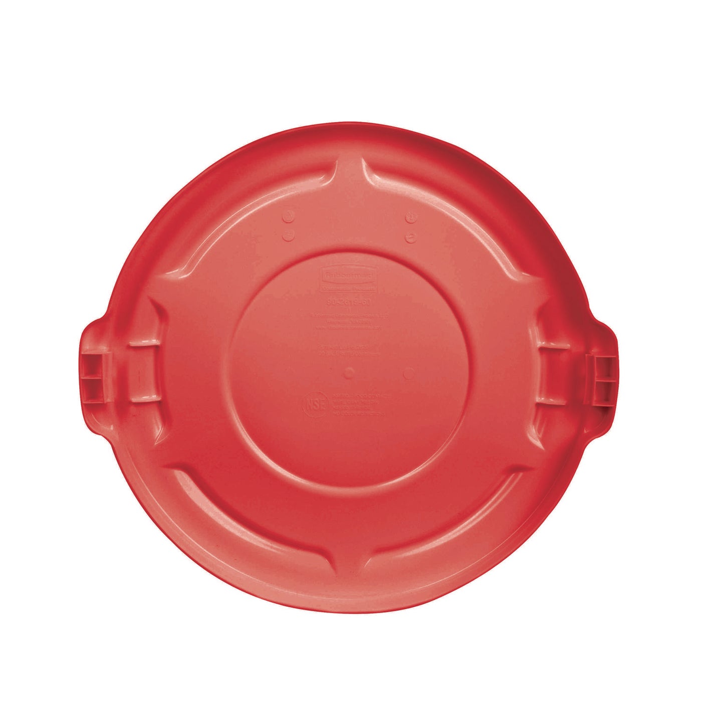 Rubbermaid® Commercial BRUTE Self-Draining Flat Top Lids for 32 gal Round BRUTE Containers, 22.25" Diameter x 3"h, Red, 3/Carton (RCP2654REDCT)
