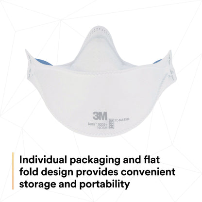 3M™ Aura Particulate Respirator 9205+, Standard Size, 12/Carton (MMM9205PLUSCT)