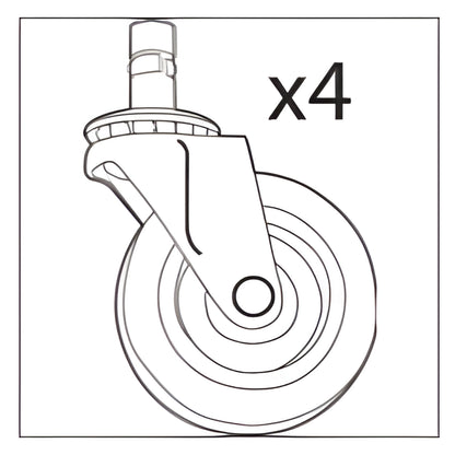 Rubbermaid® Commercial SRP Caster Kit, Four 2.5" Wheels, Gray (SGS1859135)