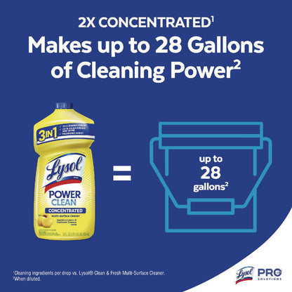 LYSOL® Brand Power Clean Concentrated Multi-Surface Cleaner, Lemon and Sunflower Essence, 28 oz Pour Bottle, 9/Carton (RAC82513CT)